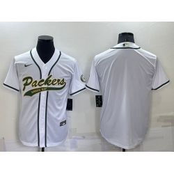 Men Green Bay Packers Blank White Cool Base Stitched Baseball Jersey