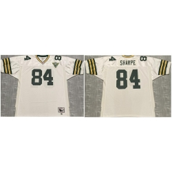 Men Green Bay Packers Sterling Sharpe #84 White Throwback Stitched Jersey