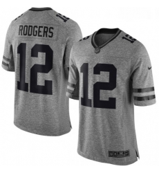 Men Nike Green Bay Packers 12 Aaron Rodgers Limited Gray Gridiron NFL Jersey