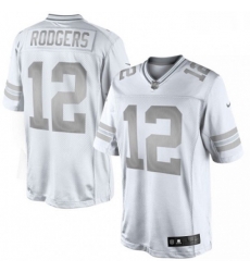 Men Nike Green Bay Packers 12 Aaron Rodgers Limited White Platinum NFL Jersey