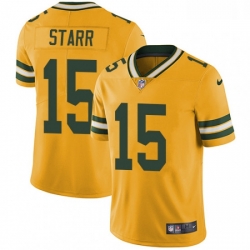 Men Nike Green Bay Packers 15 Bart Starr Limited Gold Rush Vapor Untouchable NFL Jersey
