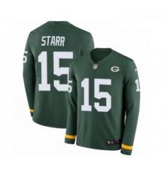 Men Nike Green Bay Packers 15 Bart Starr Limited Green Therma Long Sleeve NFL Jersey