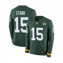 Men Nike Green Bay Packers 15 Bart Starr Limited Green Therma Long Sleeve NFL Jersey