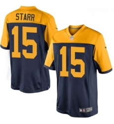 Men Nike Green Bay Packers 15 Bart Starr Limited Navy Blue Alternate NFL Jersey