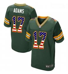 Men Nike Green Bay Packers 17 Davante Adams Elite Green Home USA Flag Fashion NFL Jersey