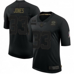 Men Nike Green Bay Packers 33 Aaron Jones 2020 Black Salute To Service Jersey