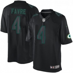 Men Nike Green Bay Packers 4 Brett Favre Limited Black Impact NFL Jersey