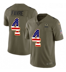 Men Nike Green Bay Packers 4 Brett Favre Limited OliveUSA Flag 2017 Salute to Service NFL Jersey