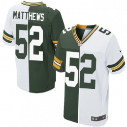 Men Nike Green Bay Packers 52 Clay Matthews Elite GreenWhite Split Fashion NFL Jersey