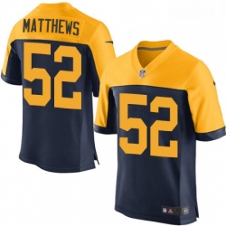 Men Nike Green Bay Packers 52 Clay Matthews Elite Navy Blue Alternate NFL Jersey