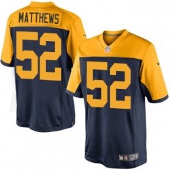 Men Nike Green Bay Packers 52 Clay Matthews Limited Navy Blue Alternate NFL Jersey