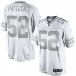 Men Nike Green Bay Packers 52 Clay Matthews Limited White Platinum NFL Jersey