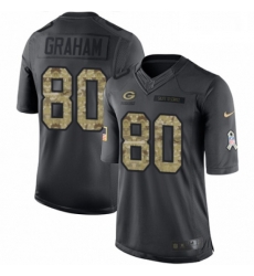 Men Nike Green Bay Packers 80 Jimmy Graham Limited Black 2016 Salute to Service NFL Jersey