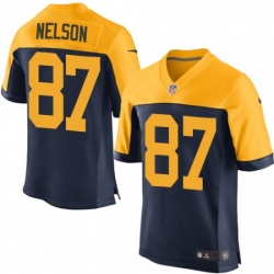 Men Nike Green Bay Packers 87 Jordy Nelson Elite Navy Blue Alternate NFL Jersey