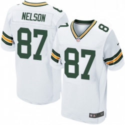 Men Nike Green Bay Packers 87 Jordy Nelson Elite White NFL Jersey