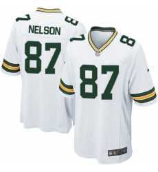 Men Nike Green Bay Packers 87 Jordy Nelson Game White NFL Jersey