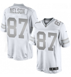 Men Nike Green Bay Packers 87 Jordy Nelson Limited White Platinum NFL Jersey