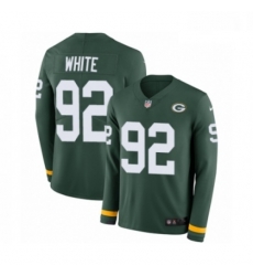 Men Nike Green Bay Packers 92 Reggie White Limited Green Therma Long Sleeve NFL Jersey