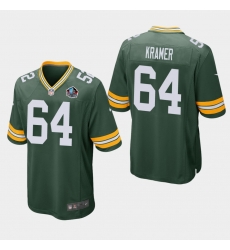 Men packers jerry kramer green hall of fame game jersey