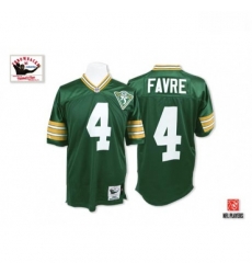 Mitchell and Ness Green Bay Packers 4 Brett Favre Authentic Green With 75th Patch Throwback NFL Jersey
