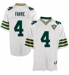 Mitchell and Ness Green Bay Packers 4 Brett Favre Authentic White With 75th Patch Throwback NFL Jersey