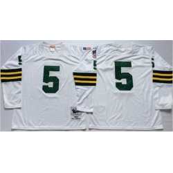 Mitchell&Ness 1961 Packers 5 Paul Hornung White Throwback Stitched NFL Jersey