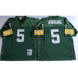 Mitchell&Ness 1966 Packers 5 Paul Hornung Green Throwback Stitched NFL Jersey