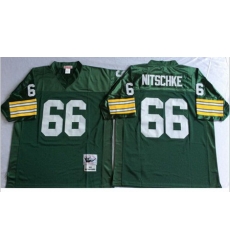 Mitchell&Ness 1966 Packers 66 Ray Nitschke Green Throwback Stitched NFL Jersey