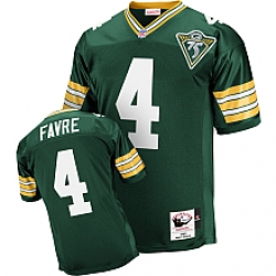 MitchellandNess Green Bay Packers 1993 4Brett Favre Authentic Throwback Green 75th Jersey
