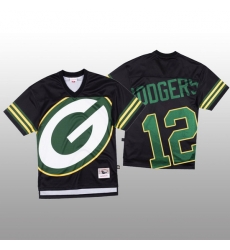 NFL Green Bay Packers 12 Aaron Rodgers Black Men Mitchell  26 Nell Big Face Fashion Limited NFL Jersey