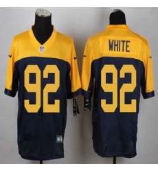 New Packers #92 Green Bay Packers White Navy Blue Alternate Mens Stitched NFL New Elite Jersey