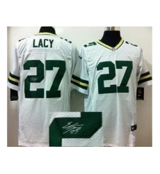 Nike Green Bay Packers 27 Eddie Lacy White Elite Signed NFL Jersey