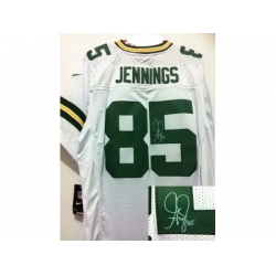 Nike Green Bay Packers 85 Greg Jennings White Elite Signed NFL Jersey