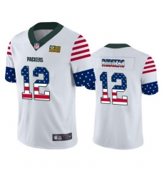 Nike Packers 12 Aaron Rodgers White USA Flag Fashion Limited Jersey