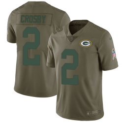 Nike Packers #2 Mason Crosby Olive Mens Stitched NFL Limited 2017 Salute To Service Jersey