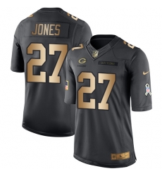 Nike Packers #27 Josh Jones Black Mens Stitched NFL Limited Gold Salute To Service Jersey