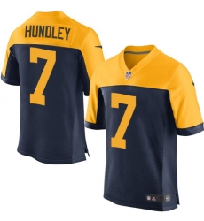 Nike Packers #7 Brett Hundley Mens Elite Navy Blue Alternate NFL Jersey