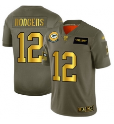 Packers 12 Aaron Rodgers Camo Gold Men Stitched Football Limited 2019 Salute To Service Jersey