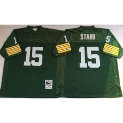 Packers 15 Bart Starr Green Throwback Jersey