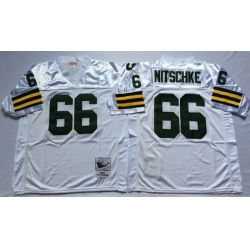 Packers 66 Ray Nitschke White Long Sleeve Throwback Jersey