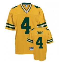 Reebok Green Bay Packers 4 Brett Favre Yellow Authentic Throwback NFL Jersey