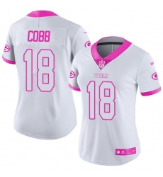 Nike Packers #18 Randall Cobb White Pink Womens Stitched NFL Limited Rush Fashion Jersey