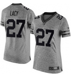 Nike Packers #27 Eddie Lacy Gray Womens Stitched NFL Limited Gridiron Gray Jersey