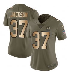 Nike Packers #37 Josh Jackson Olive Gold Womens Stitched NFL Limited 2017 Salute to Service Jersey