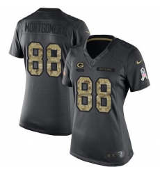Nike Packers #88 Ty Montgomery Black Womens Stitched NFL Limited 2016 Salute to Service Jersey