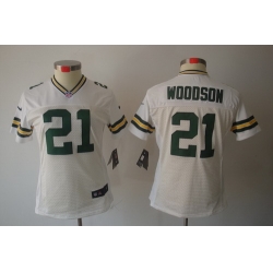Nike Women Green Bay Packers #21 woodson White Color[NIKE LIMITED Jersey]