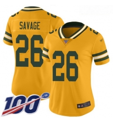 Packers #26 Darnell Savage Gold Women Stitched Football Limited Inverted Legend 100th Season Jersey