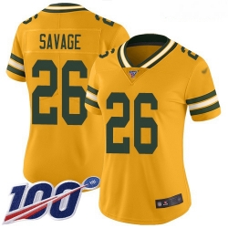 Packers #26 Darnell Savage Gold Women Stitched Football Limited Inverted Legend 100th Season Jersey
