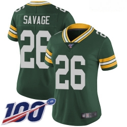 Packers #26 Darnell Savage Green Team Color Women Stitched Football 100th Season Vapor Limited Jersey