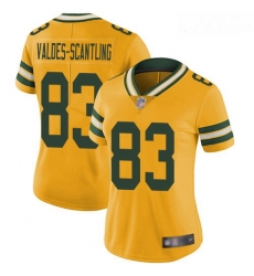 Packers #83 Marquez Valdes Scantling Yellow Women Stitched Football Limited Rush Jersey
